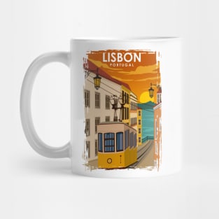 Lisbon Portugal Vintage Minimal Travel Poster Mug